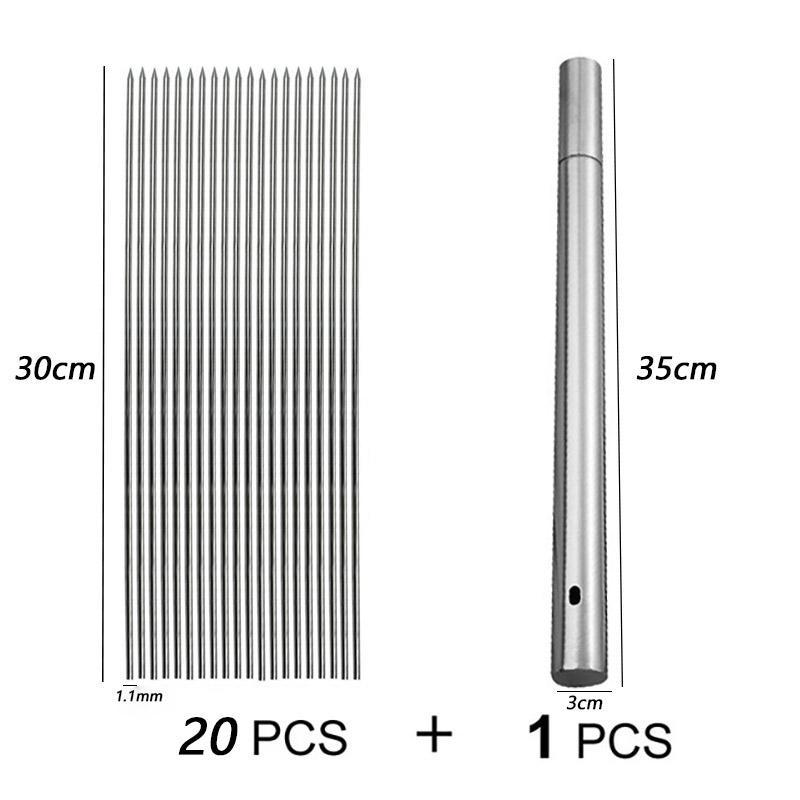 10/20Pcs Stainless Steel Barbecue Skewer Reusable BBQ Skewers Kebab Iron Stick For Outdoor Camping Picnic Tools Cooking Tools