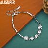 925 Sterling Silver Lucky Four-Leaf Clover Bracelet with AAA Zircon - Fashion Gift Jewelry