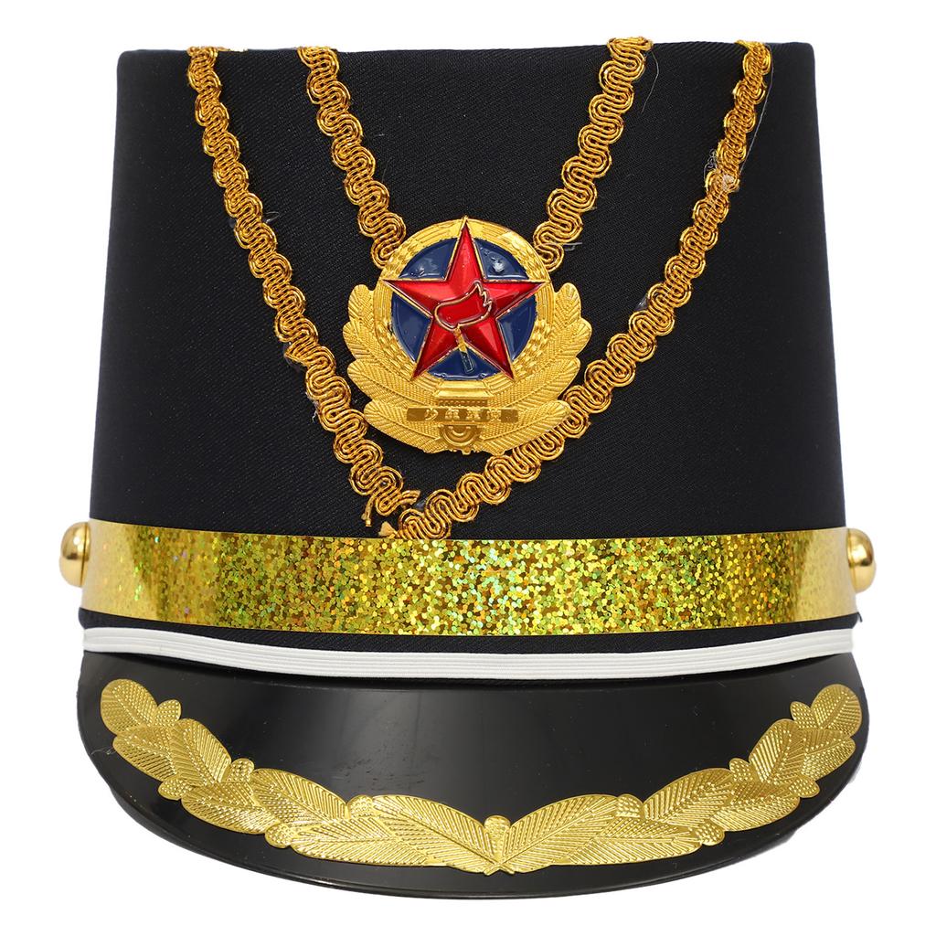 Drum Corps Bugle Corps Costume Hat Military Uniform Flag Raiser Accessory for Stage Performance