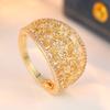 Vintage Inlaid White CZ Flower Women's Ring Classic Gold Color Hand Carving Daily Wear Party Jewelry Anniversary Gift