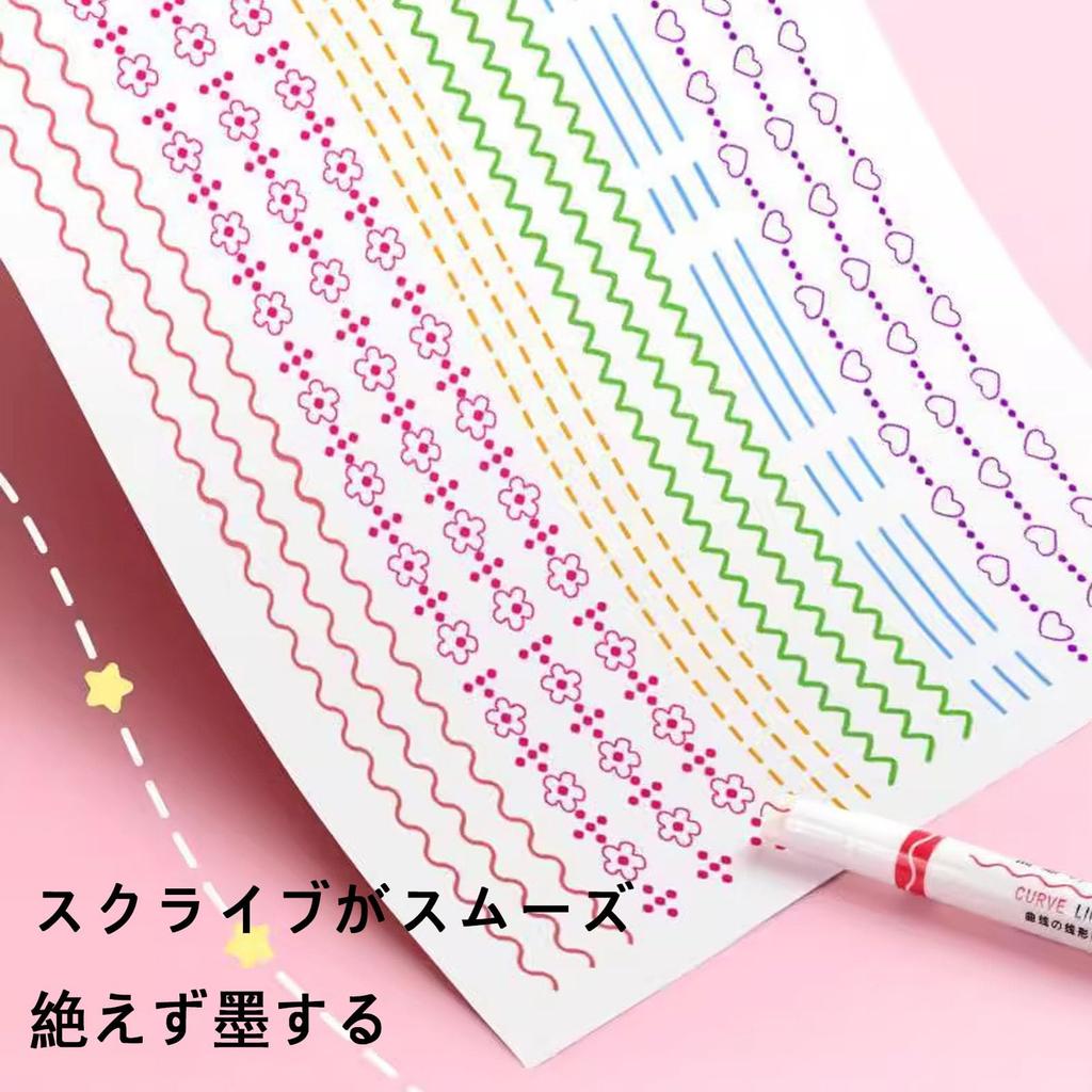 FamGift Curved 6 6 Roller Writing for DIY Office Highlighters with Lines Pens, Water-Based Pens, Types, Colors, Highlighters, Stamp, Double-Ended,