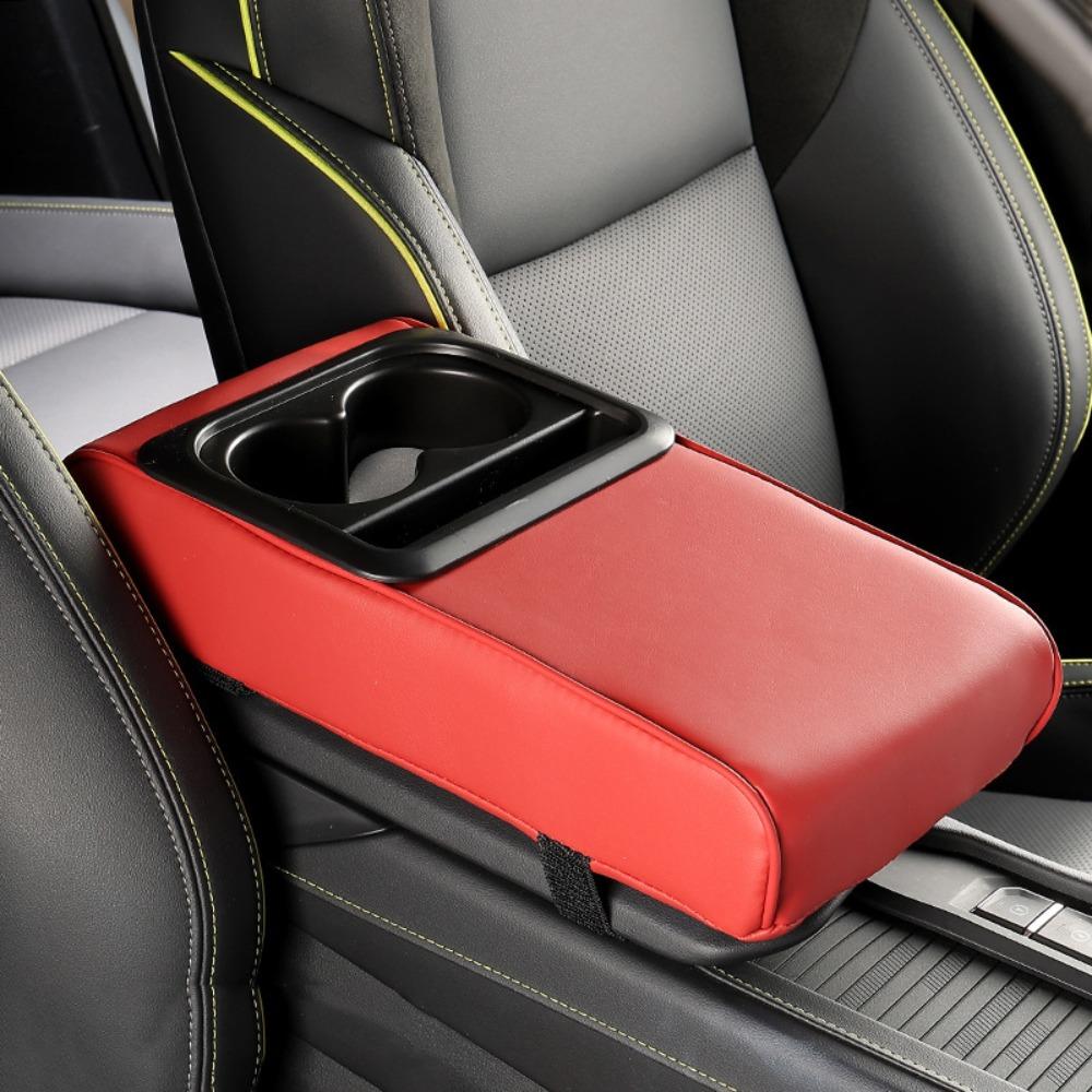 Multifunctional Armrest Pad Portable Cup Holder Durable Storage Box красный