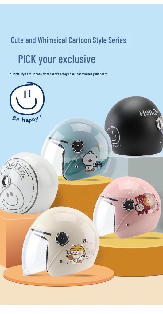 Universal 3C Certified Motorcycle Helmet for All Seasons - Cute, Safe, Sun-Protected, Unisex Half Helmet for Summer and Fall/Winter