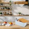 Bread Box with Bamboo Lid Metal Bread Bin Kitchen Reusable Breathable Bread Storage Container Dessert Snack Food Box for Home