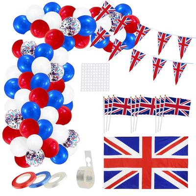 Union Jack Thema Feestdecoraties VE Dag Union Jack Slingers Vlaggen Set Union Jack Slingers Vlaggen Set Rood/Blauw/Wit Ballonnen