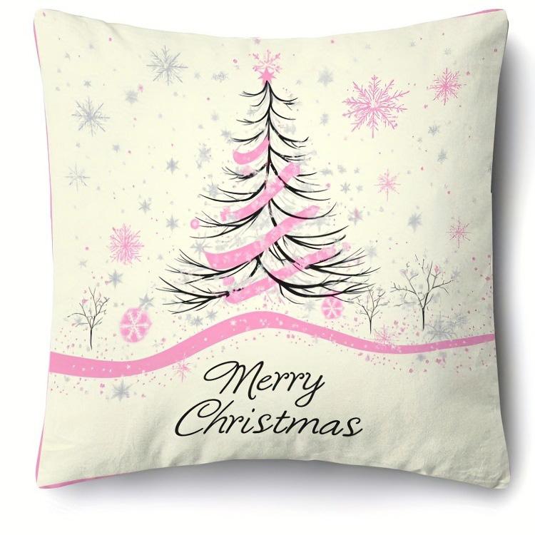 Pink-Printed Christmas Pillowcases: Let It Snow & Santa Gnomes! sofas, bedroom pillow covers, holiday gifts