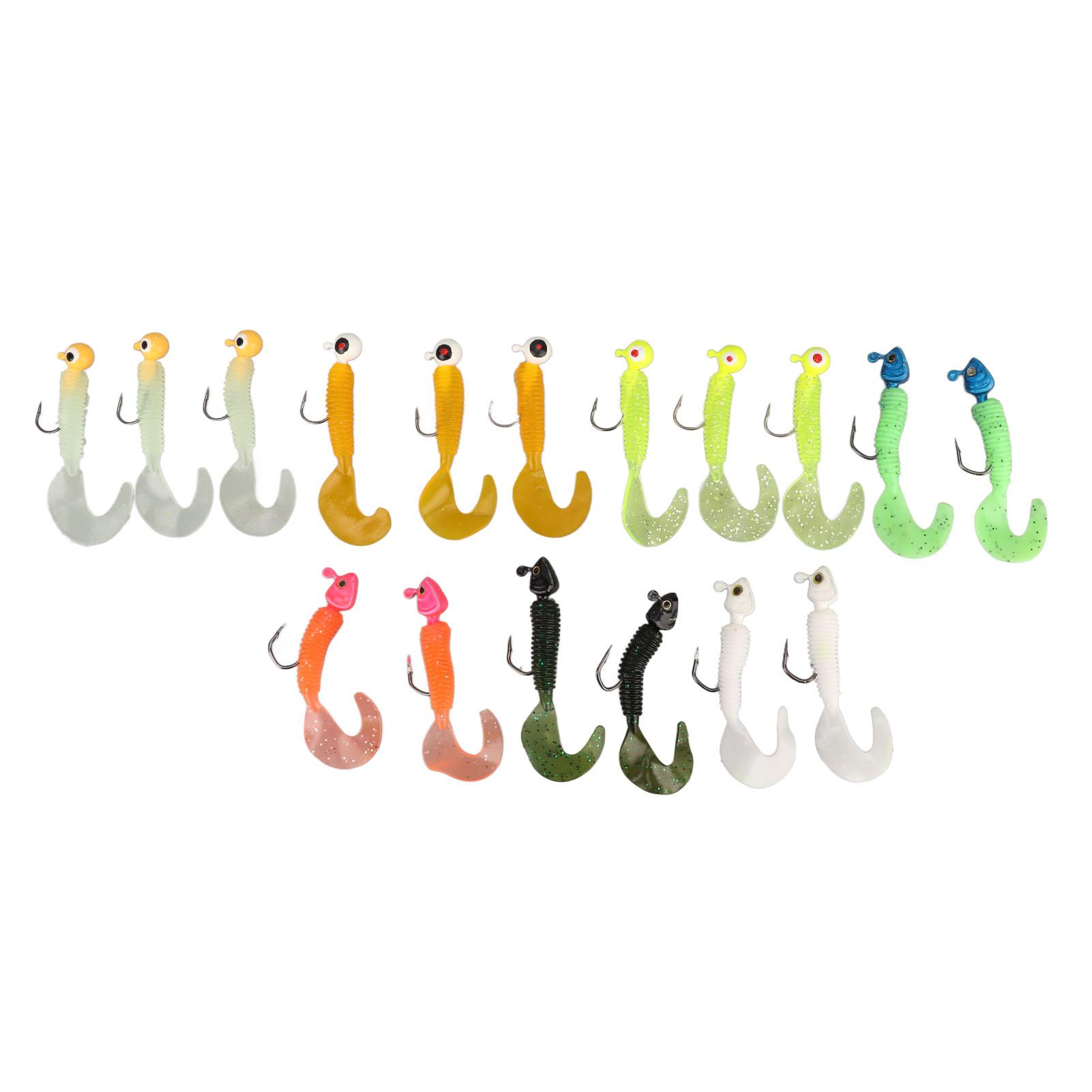 

17Pcs Fishing Lures Kit Fishing Soft Grub Bait Gear with Metal Hook for Freshwter Saltwater