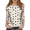Women's Fashionable Casual Three-Quarter Sleeve Halloween Print Round Neck Top