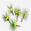 Artificial Pine Needle Greenery & Red Berry Bouquet for Holiday DIY & Gift Packaging