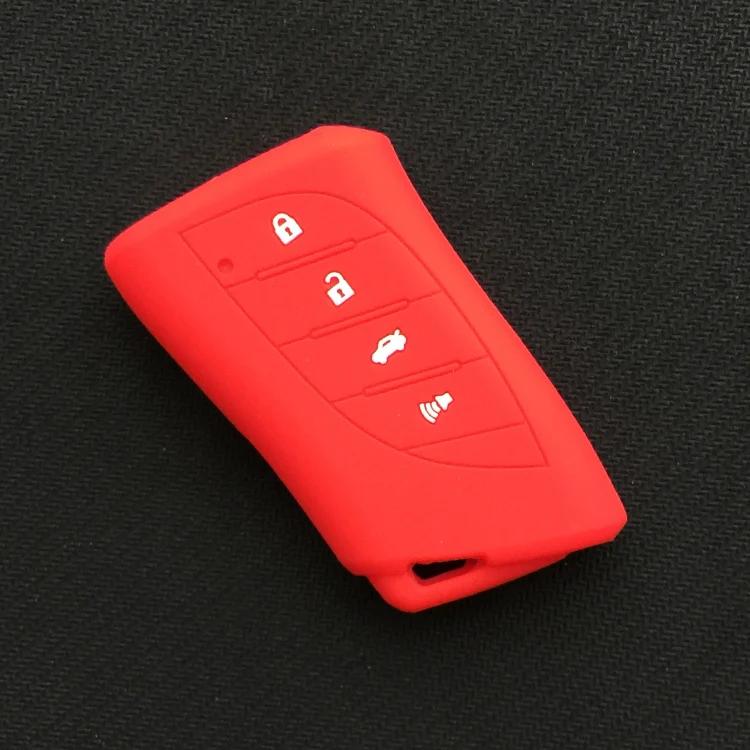 

4button silicone car key fob Protect case cover skin cap set For Lexus 2018 2019 IS ES GS LS500h NX RX LX LC RC Remote keyless красный