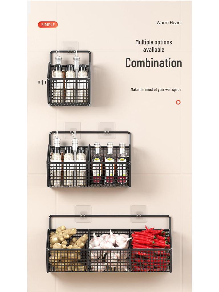 Punch-Free Wall-Mounted Kitchen Rack for Onion, Ginger, and Garlic Storage