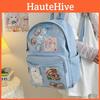 Backpack Simple Student With Transparent Compartments And Badges Pendant