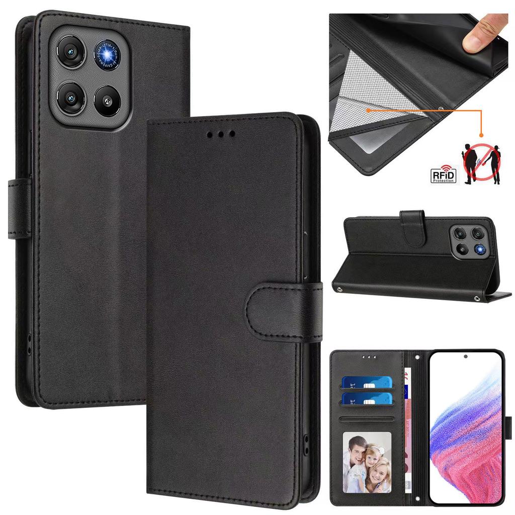 Magnetic Leather Flip Wallet Case, Card Slot Stand Shockproof Cover for Motorola G57 G57 Power G67 G67 Power G77 G56