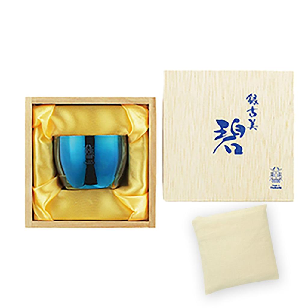 Sake Antique Silver Made in Japan J-kitchens-SimpleBag Glass, (Ginfurumi), 100ml,