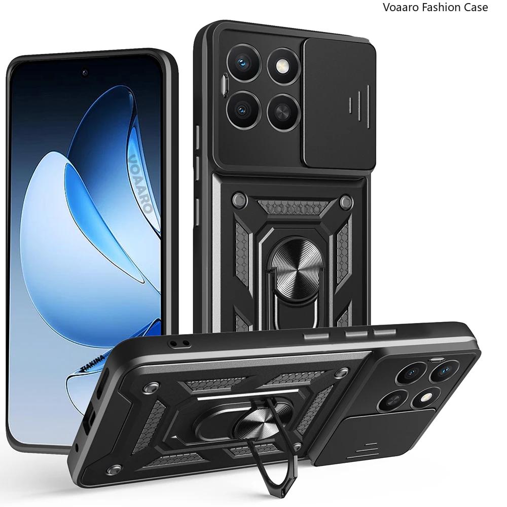 Slide Lens Armor Funda for Honor 400 Smart 5G Case for Honor X7D X7C X5B Plus 4G 200 Smart Case Magnetic Ring Stand Holder Cover
