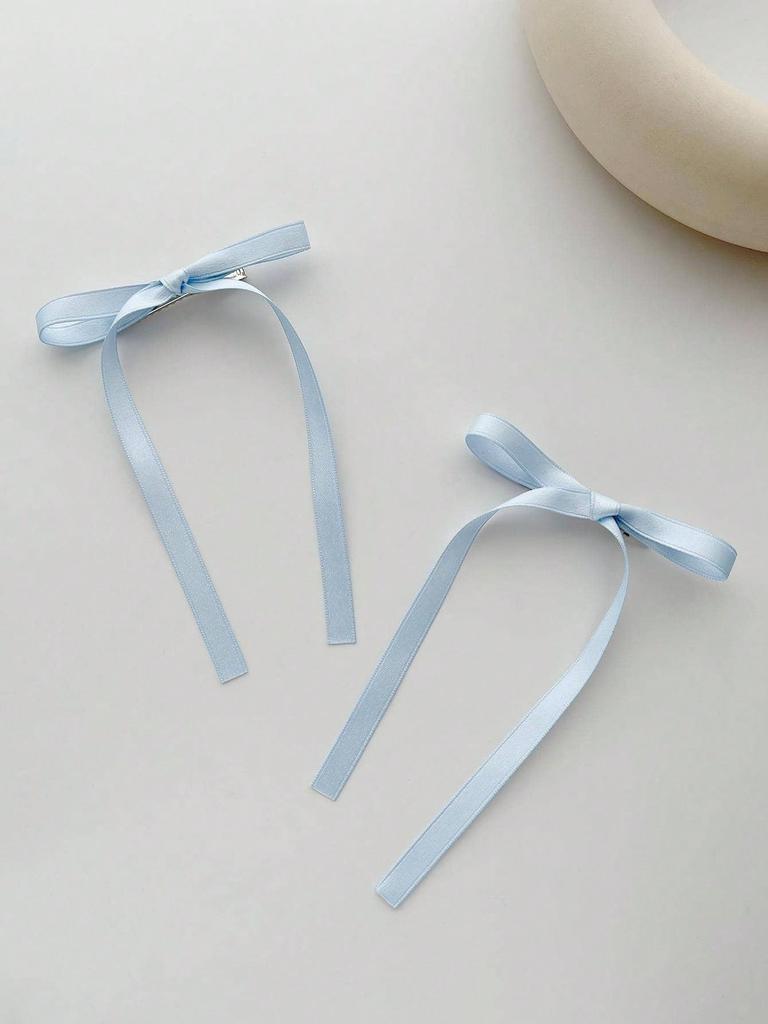 6 pieces music festival solid-colored bow hair clips for women's wedding jewelry, simple and sweet hair accessories