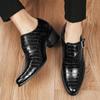 Fashionable 5cm Height Increase Stone Pattern British Casual Men's Leather Shoes