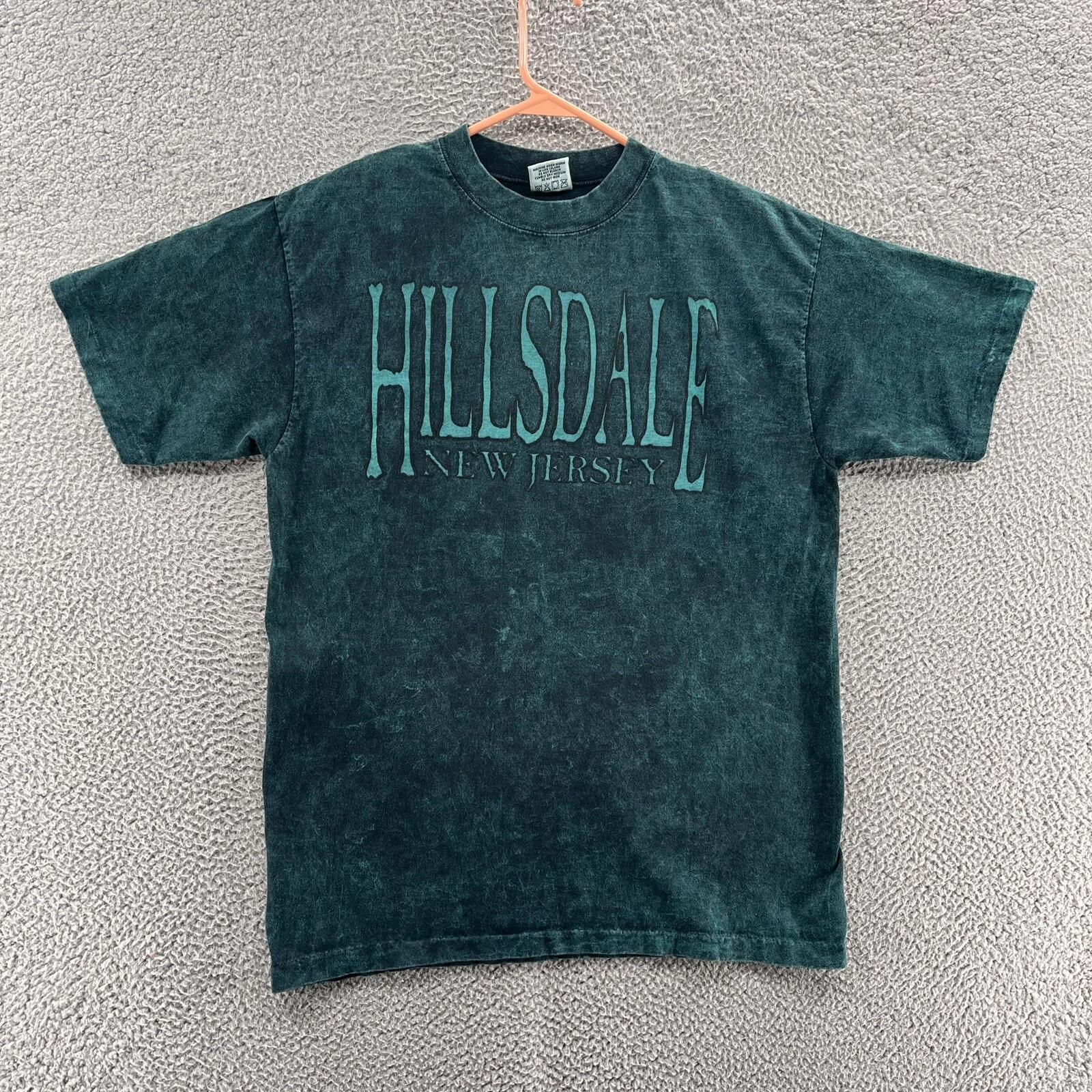 

VINTAGE New Jersey Shirt Men Large Green Marble Hillsdale Single Stitch USA 90s 4XL