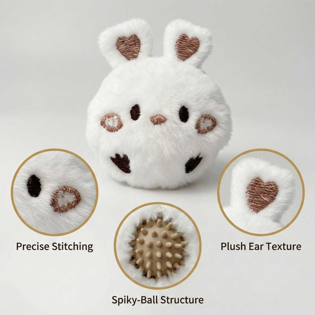 Peluche a forma di palla spinosa con denti, giocattolo elastico in peluche