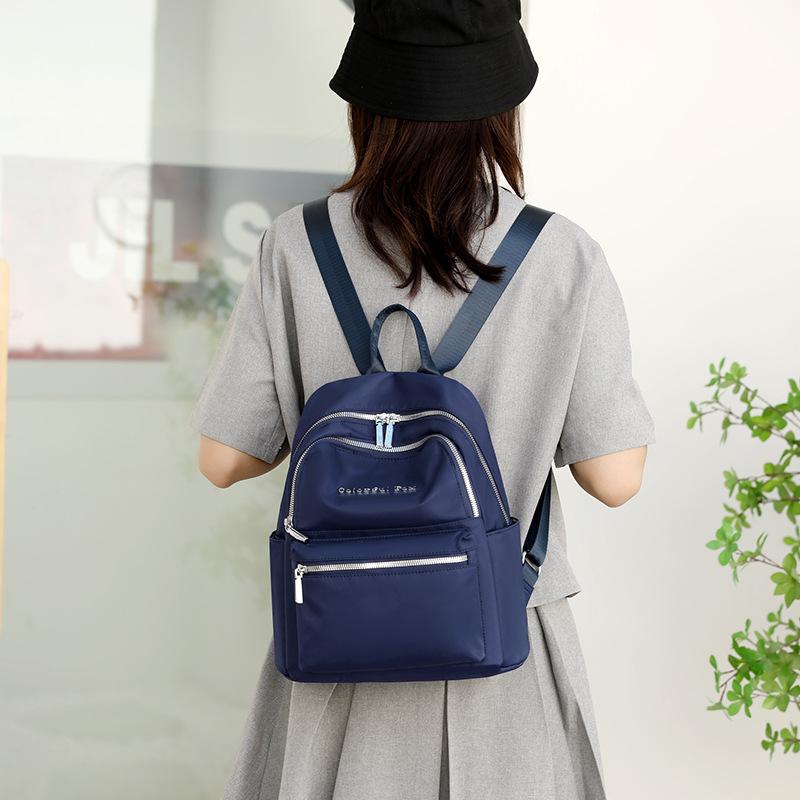 Women's New Fashionable and Simple Nylon Backpack with Large Capacity, Lightweight, Solid Color for Work and Commuting
