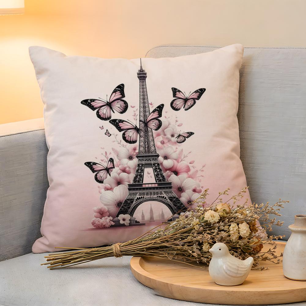 Cushion Cover  Linen  SkinFriendly Soft Decorative Case For Sofa Home Decor Classic France Eiffel Tower Pillow cover