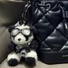 Cute Camera Plush Bear Pendant Sunglasses Panda Doll Keychain Creative Sweater Car Key Ring Gifts