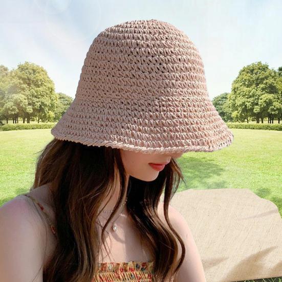 Cappello Di Paglia Donna A Tesa Larga - Pieghevole Protezione UV Per Spiaggia E Giardinaggio - Regolabile 56-58cm