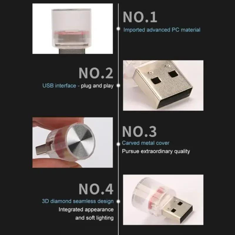 1Pc USB Car Interior LED Strip Light - Atmosphere Mood Light, No Wiring for Car Home Decoration Night Light