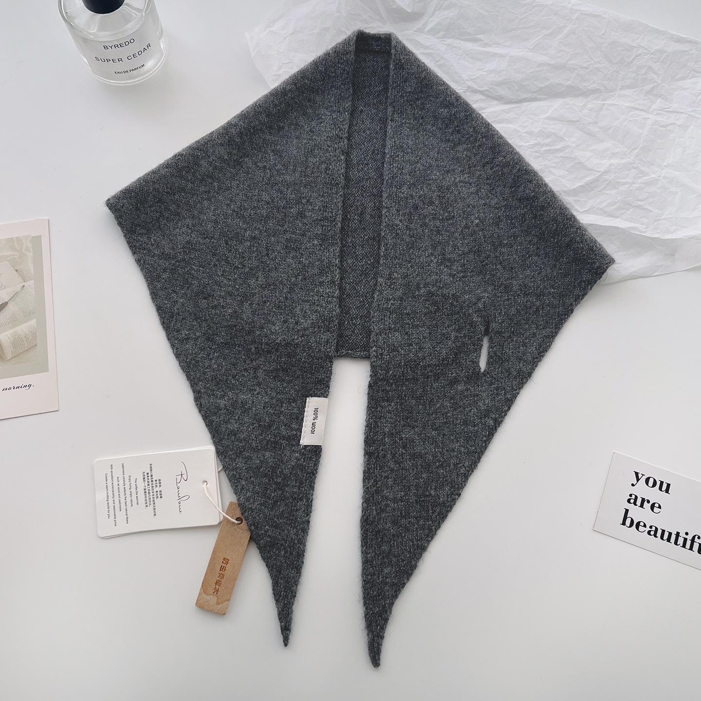 

New Korea Styles 100% Wool Knitted Triangular Scarf Women Winter Warm Decorate Headscarf Shawl Neckerchief Hijab Pashmina 26x92cm