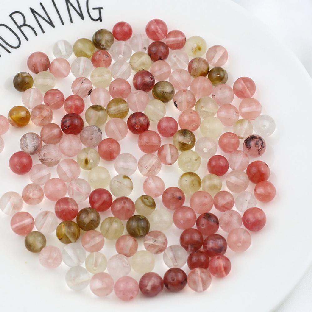 Natursten av vattenmelonskal 4/6/8/10/12 mm Kristallpärlor 15" Sträng Släta Lösa Mellanläggspärlor för Smyckestillverkning DIY Armbandsaccessoarer