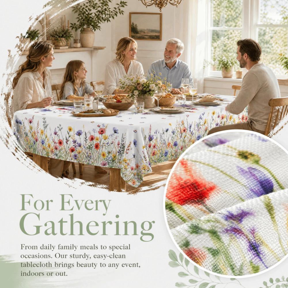 Flower Printed Polyester Tablecloth Country Rooster Washable Rectangle Tablecloth Stain Resistant Waterproof Round Table Cloth