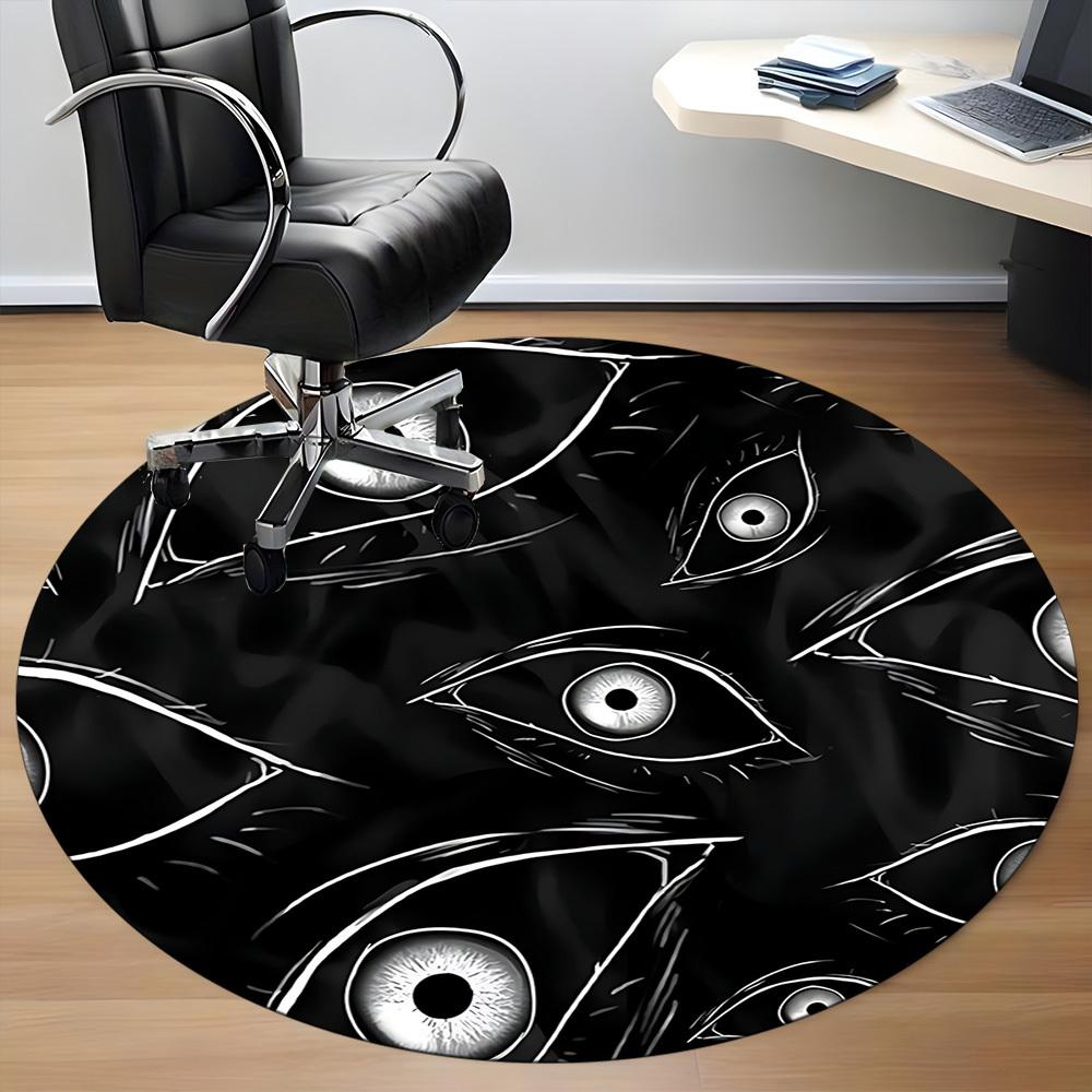 1pc Eyes Pattern Office Round Area Rug, Mat Suitable For Office, Under Office Chairs Bedroom Living Room Home Decor, Room Deco