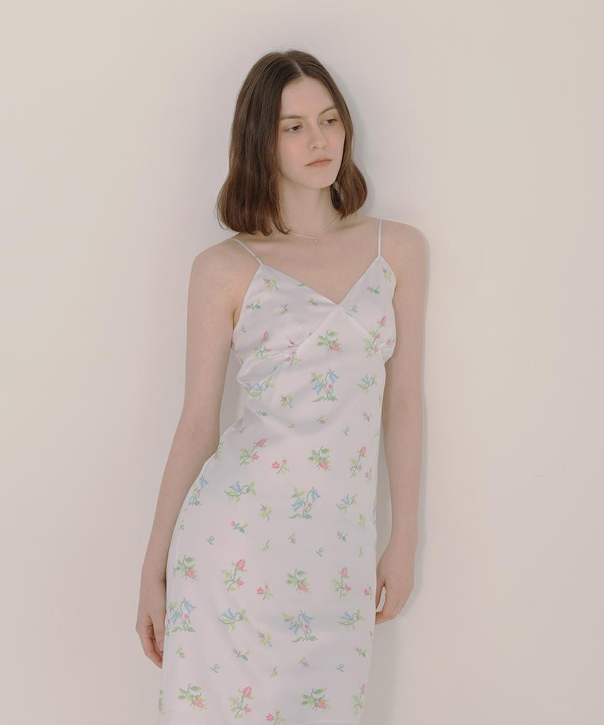 Aiseugadeuneiogongpal Cross-Stitch Floral Print Dress