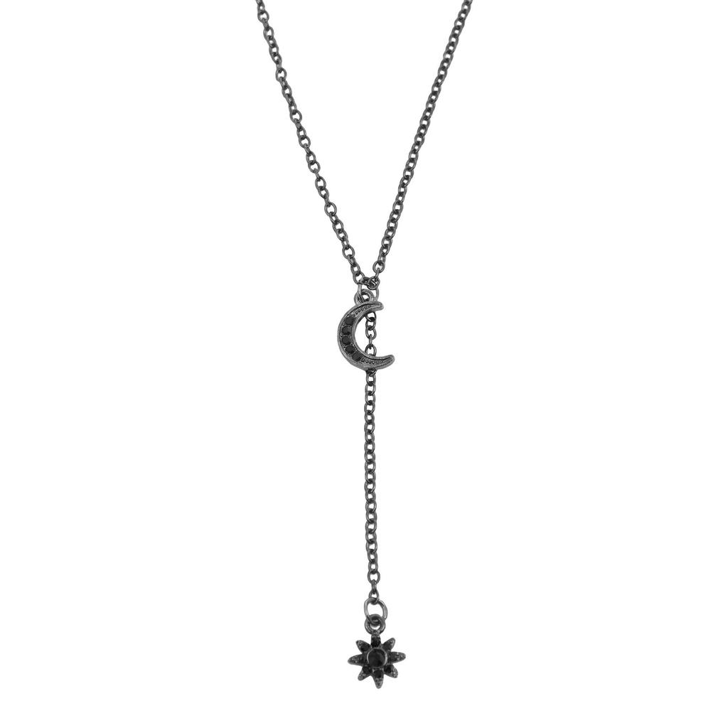 European Baroque Moon & Star Pendant Necklace - Simple Alloy Collarbone Chain Jewelry