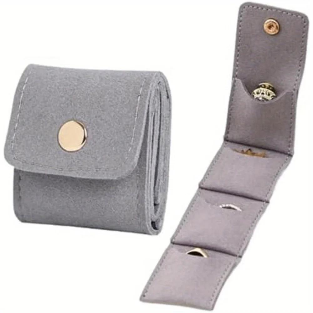 Mini Travel Jewelry Roll Bag with Buckle, Portable Foldable Travel Jewelry Storage Box, Small Jewelry Box for Earrings, Rings