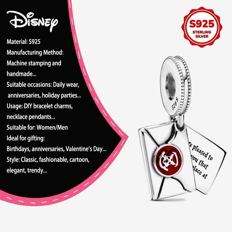 New Disney 925 Silver Winnie & Stitch Charms for Bracelet Necklace DIY Jewelry Gifts Holiday Party