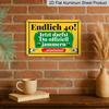 2D Flat, 1pc Vintage Endlich 40! Humor German 40th Birthday Aluminum Metal Sign, Funny Birthday Gift, Suitable for Home, Garden, Living Rooms, Dining