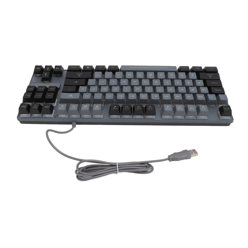 Gaming Keyboard 87 Keys ABS Keycaps RGB Backlit Contrast Color Multimedia Control Wired Keyboard