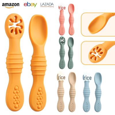 Cucchiaio in Silicone per L'Alimentazione del Bambino - Morbido, Cucchiaio da Allenamento per Pappa e Crema di Riso