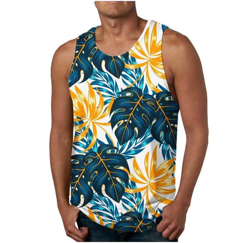 Sommer Herren 3D Gedrucktes Ärmelloses T-Shirt Mode Vielseitig Atmungsaktiv Trend Lässig