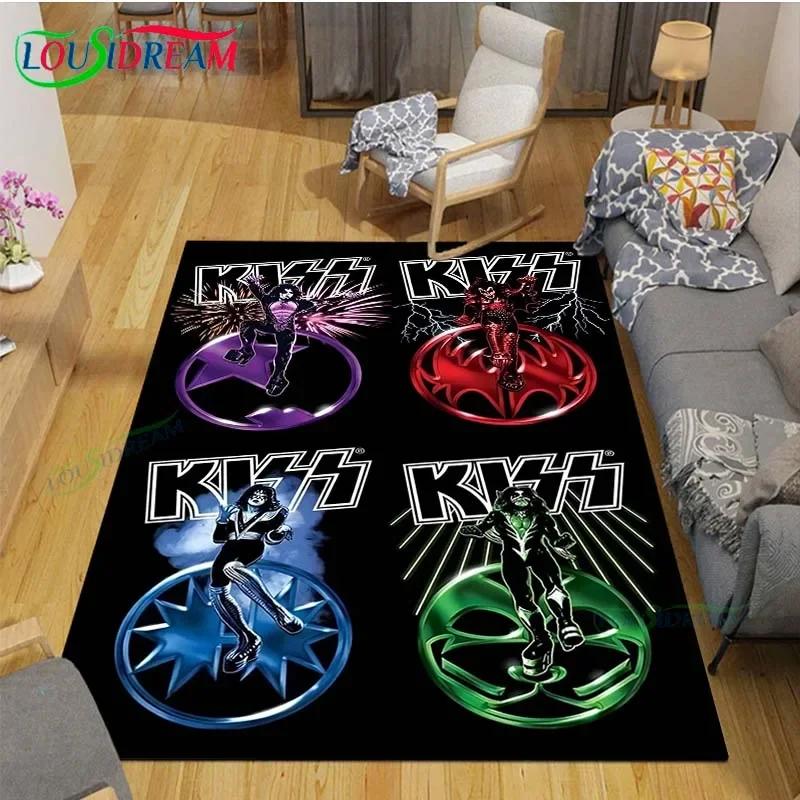 Berühmte Musik Heavy Metal Band KK-Kiss Bedruckte Teppiche Wohnzimmer Anti-Rutsch-Bereichsteppich Kinderzimmer Matten Yogamatte Großer Teppich