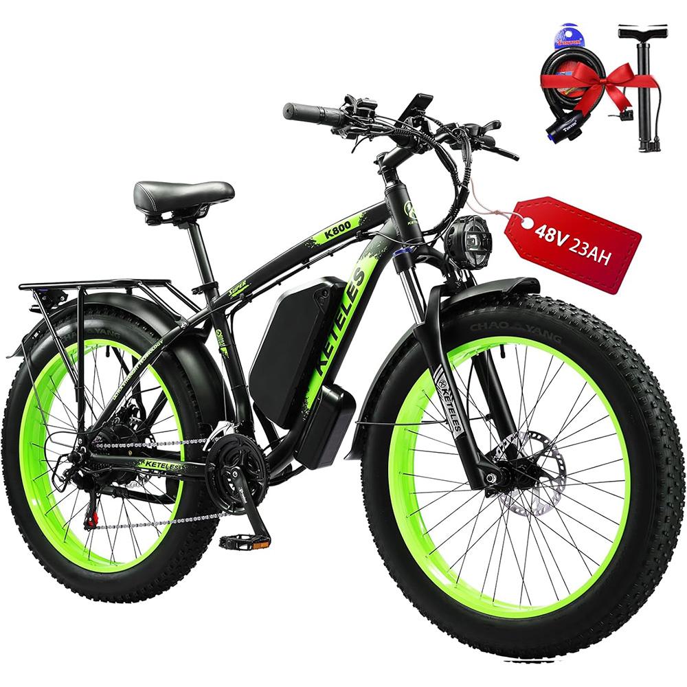 Elektrofahrrad KETELES 26" 1000Wx2 Motor All-Terrain E-Bike 48V 23AH 21 Gänge Last 150Kg Höchstgeschwindigkeit 50Km/h K800