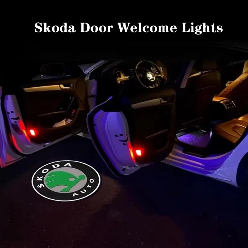 

Car Sticker LED Car door universal projector high-definition welcome lights For Skoda Octavia Kodiaq Fabia Rapid Superb A5 A7 2