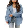 Cardigans Femininos - Cardigan de Tricô Grosso com Abertura Frontal Suéter Feminino de Caimento Solto Manga Longa Roupa Exterior Casual Outono Inverno Para Camadas