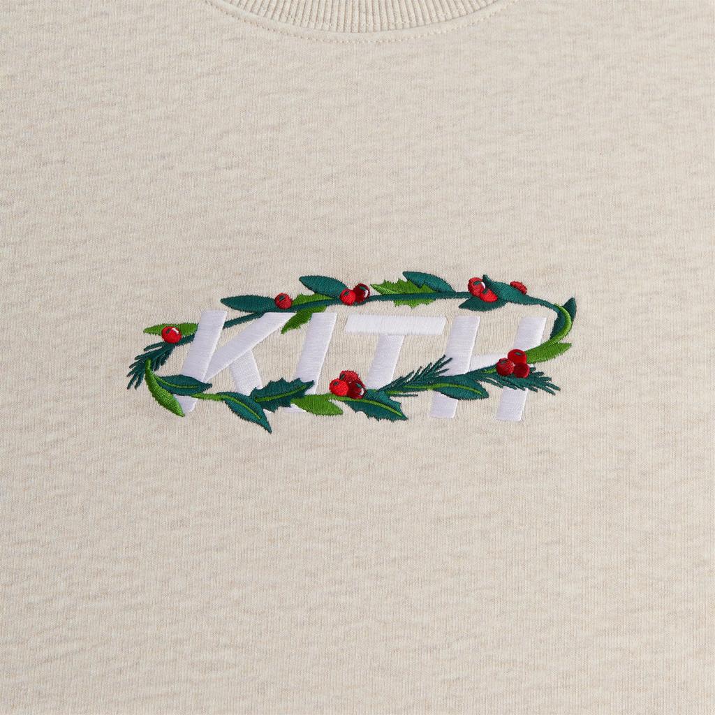 Kith Wreath Orbit Nelson Crewneck Sandy Heather Unisex Tops Cream KHM031688-212