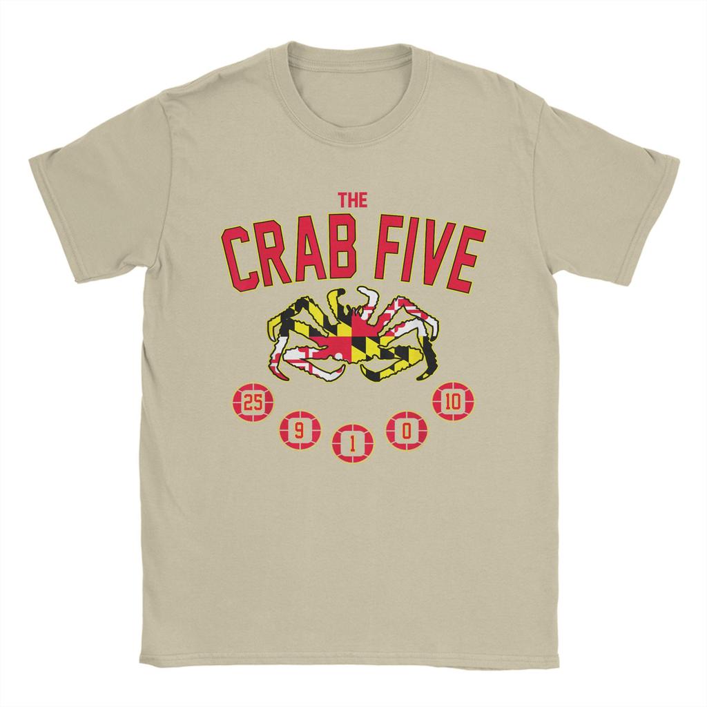 Herren The Crab Five Maryland Flag T-Shirt Basketballnummer Baumwolle Merchandise Freizeit Kurzarm O-Ausschnitt T-Shirts Sommer T-Shirt