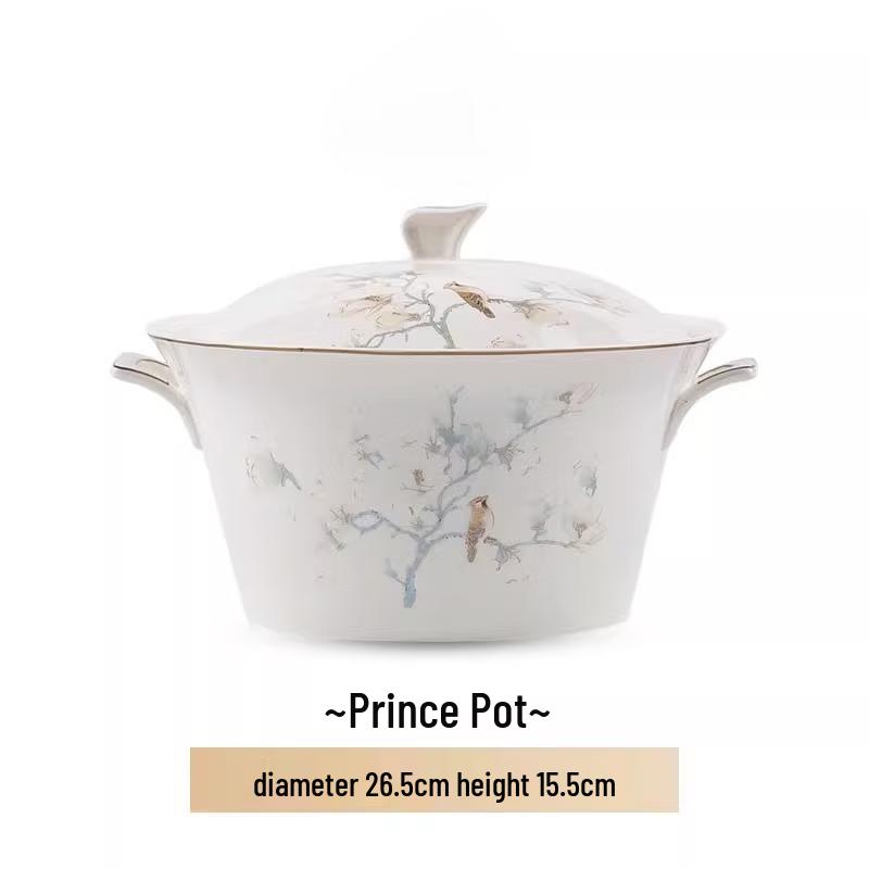 Jingdezhen Light Luxury Gold Rim Floral Ceramic Bowl