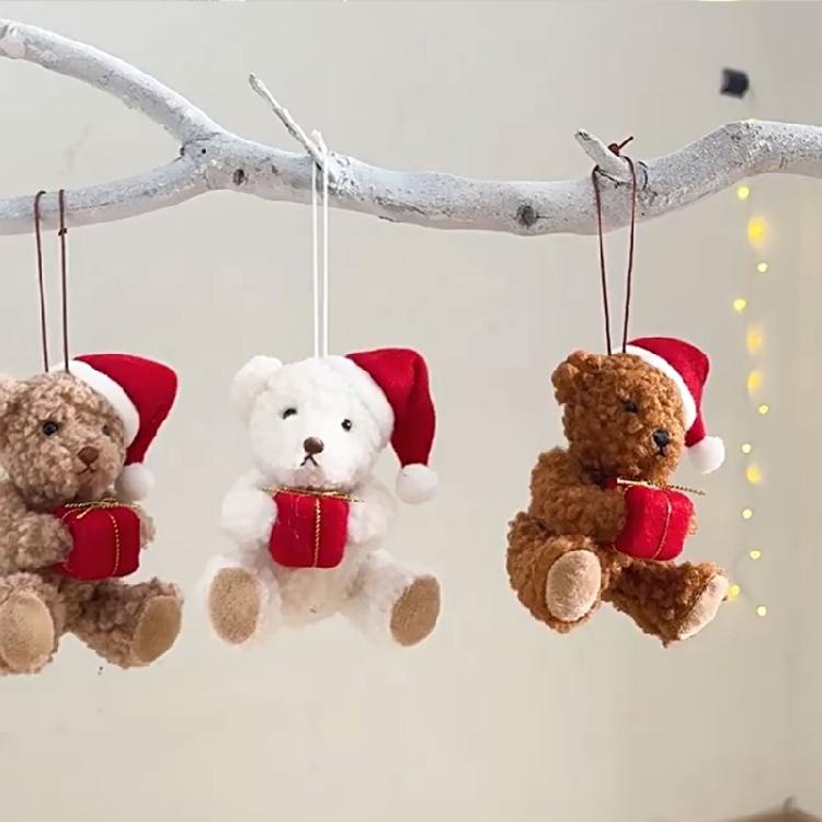 Plush Bear Pendant Christmas Tree Decorations Desktop Pendant Hanging Ornament For Indoor Outdoor Holiday Decorations