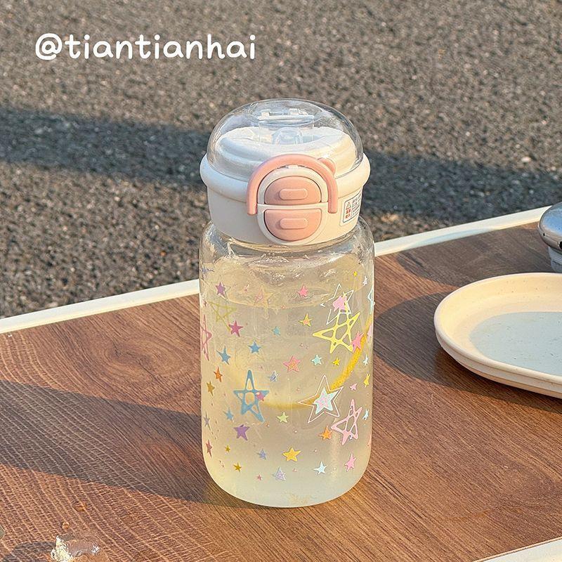 Water bottle1 new simple water cup girls high value student portable large capacity plastic straw cup summer double drinking cup