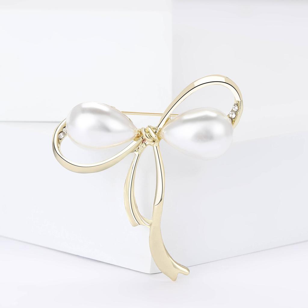 High-End-Mode Legierung Perle Schleife Form Brosche Temperament Einfache Damen Kleidung Corsage Schmuck Pin